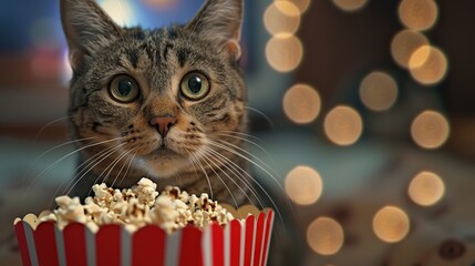 Canvas Print - cat with popcorn