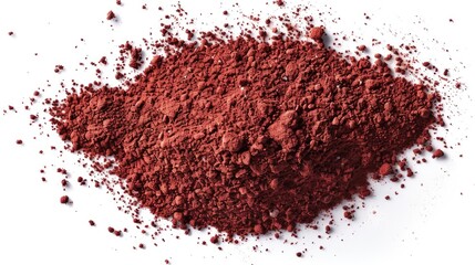 Poster - A pile of reddish-brown soil sits on a clean white surface, perfect for various uses such as science experiments or artistic projects