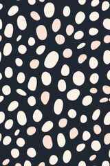 Poster - Abstract pattern with white and pink oval shapes on a dark background, creating a modern and playful design.