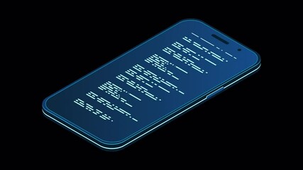 Poster - Isometric smartphone animation. Simple flat isometric phone. Smartphone device isometric technology. 4K video animated in isometric style. Transparent background with alpha channel