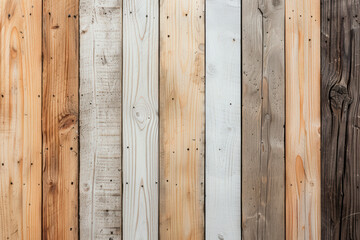 Poster - A close-up of a wooden wall featuring a variety of planks in different shades, textures, and grains, creating a rustic and natural aesthetic.