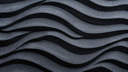 Poster - Abstract black wavy lines texture, close-up. Smooth curved patterns create a dynamic visual effect, perfect for backgrounds or artistic design concepts.