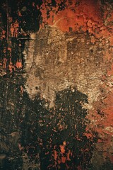Aufkleber - A close-up of a worn-out wall with peeling paint, suitable for use in interior design or construction projects