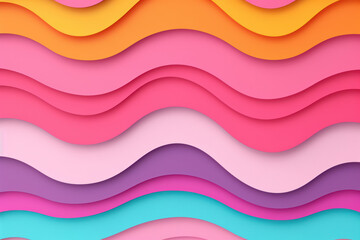 Poster - colorful abstract layered waves in vibrant shades of pink, orange, and purple creating a dynamic and
