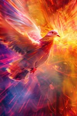 Poster - A bird soaring through the sky with a vibrant background, suitable for use as a graphic element or symbol