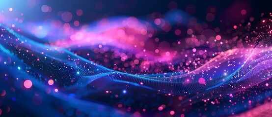 Poster - Futuristic dots background with a dynamic wave in 3D.