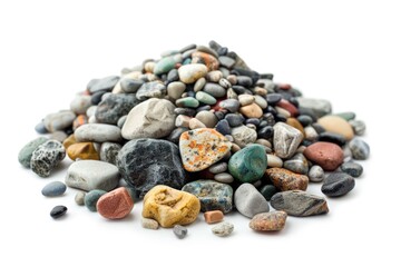 Aufkleber - A pile of rocks and gravel on a white background