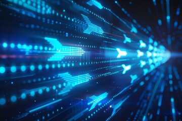 Poster - Background with blurred futuristic abstract geometric background with arrows and technology concept for business, data transfer or digital marketing