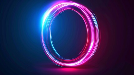 Poster - 3D render, colorful background with abstract shape glowing in ultraviolet spectrum, curving neon lines. Conceptual image for futuristic energy.
