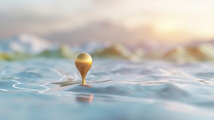 Wall Mural - a gold ball is floating in the ocean