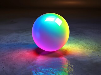 Sticker - A 3D render of a black ball behind a colorful neon light. Concept of eclipse.