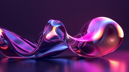 Poster - An abstract fluid 3D render of a modern retro futuristic wave in motion, ideal for backgrounds, wallpapers, banners, posters and covers.