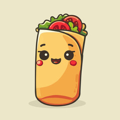 Poster - Cute Cartoon Burrito Food Character