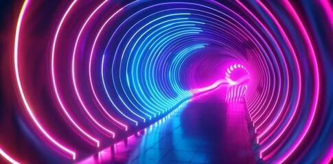 Poster - Abstract neon background with wavy glowing lines. Digital wallpaper in 3D