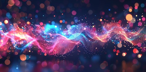 Poster - This 3D render shows an abstract neon background with glowing lines in bright colors