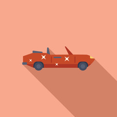 Wall Mural - Red convertible car illustration driving with its roof open on a minimal background