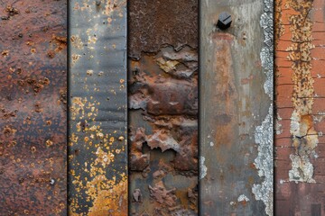 Aufkleber - A close up shot of a bunch of rusted metal, great for industrial or mechanical themed projects