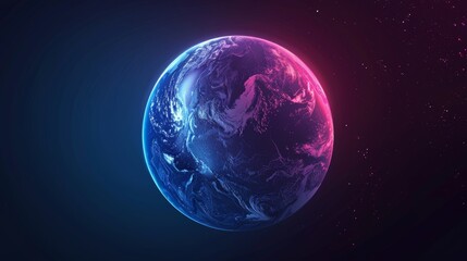 in abstract graphics, spheres are surrounded by circles, blue and pink tones, on a dark background.