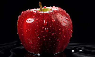 Wall Mural - red apple with water drops