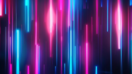 Poster - The background is 3D rendered with an abstract neon pattern.