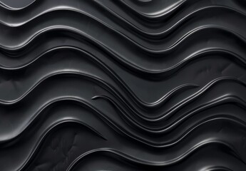Poster - Black background abstract papercut decoration with flowing lines. Minimal geometric curve dynamic shapes composition.