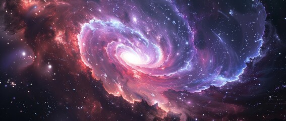 Wall Mural - color galaxy in space, abstract 3d illustration, background
