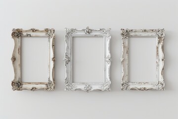 Poster - Three white picture frames hung on a wall, perfect for displaying photos or artwork