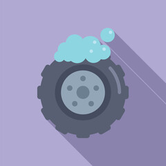 Poster - Tire is being washed with soap suds, perfect for representing car washes and auto detailing