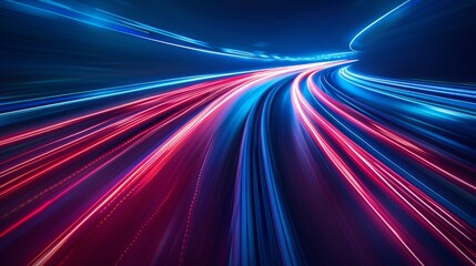 Poster - an illustration of fast motion, an abstract line, and a blue blur effect light motion trails
