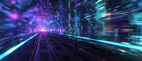 Poster - The abstract POV motion blur is accentuated by digital graphs and hexagonal grids with high-speed technology