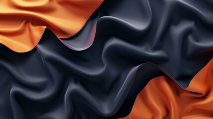 Poster - An abstract blue and orange background. Smooth flat geometric shapes and a gradient of color. Web banner. Digital graphic elements. High resolution 4K wallpaper. 3D render.