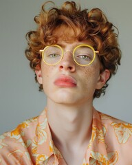 Wall Mural - a young man wearing glasses