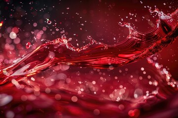 Poster - A close-up shot of a red liquid wave with ripples and texture