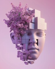 Wall Mural - a womans face with flowers