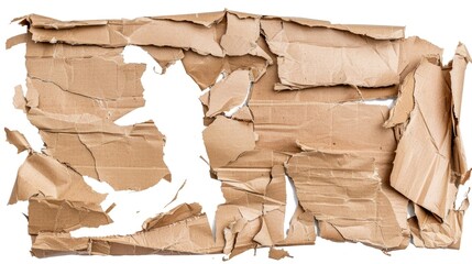 Aufkleber - A piece of cardboard with torn edges, featuring various shredded pieces