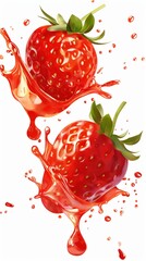 Canvas Print - strawberries and water