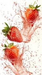 Poster - strawberries being splashed with water