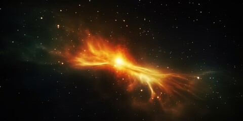 Wall Mural - Cosmic Nebula: A Blaze of Orange and Gold