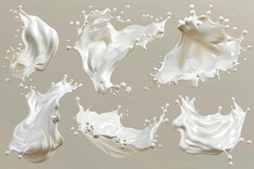 Poster - Close-up shots of milk splashes in different positions