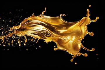 Poster - A close-up shot of a splash of liquid on a black background, with highlights and shadows
