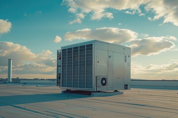 Aufkleber - A large air conditioner unit sitting on the rooftop, possibly for commercial or industrial use