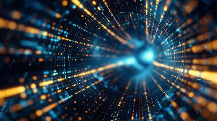 Poster - A tunnel filled with futuristic glowing lights symbolizes digital pathways and technological progress