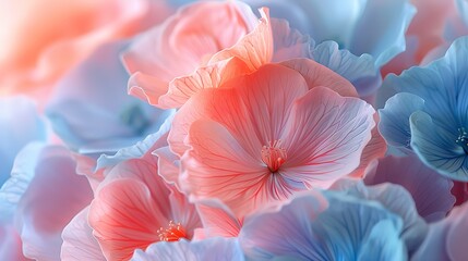 Wall Mural - macro shot of petal flower with blue pink pastel color