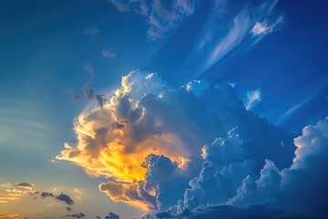 Wall Mural - Bright Blue Sky. Beautiful Colorful Sky with Cloud Formation Background