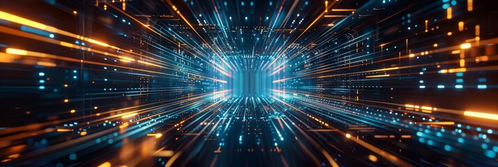 Poster - A high-tech, futuristic data stream visual, depicting the essence of digital technology and cyberspace.