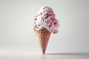 Poster - A single serving of creamy ice cream in a colorful cone, perfect for a hot summer day or a sweet treat anytime