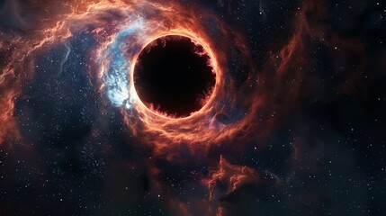 Wall Mural - in an abstract fictional cosmic background, an illustration of a multicolored singularity in outer s