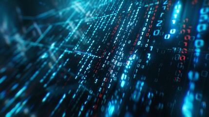 Poster - an information code background. a matrix style background. 4k rendering. data technology background.