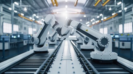 Poster - experience cutting-edge automation in our industrial factory, where robots streamline production pro