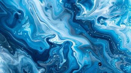 Poster - An abstract 3D masterpiece with vivid splashes of indigo and teal liquid intertwining and colliding.